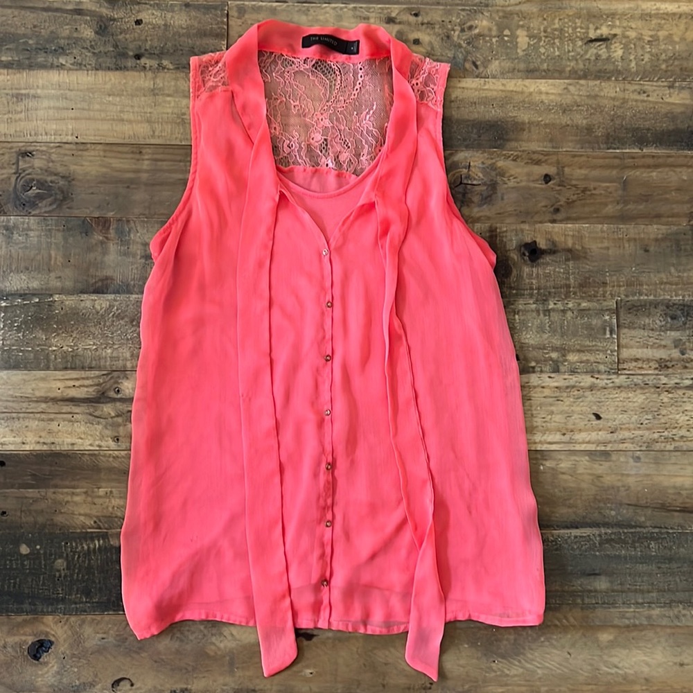 Coral Sleeveless Blouse